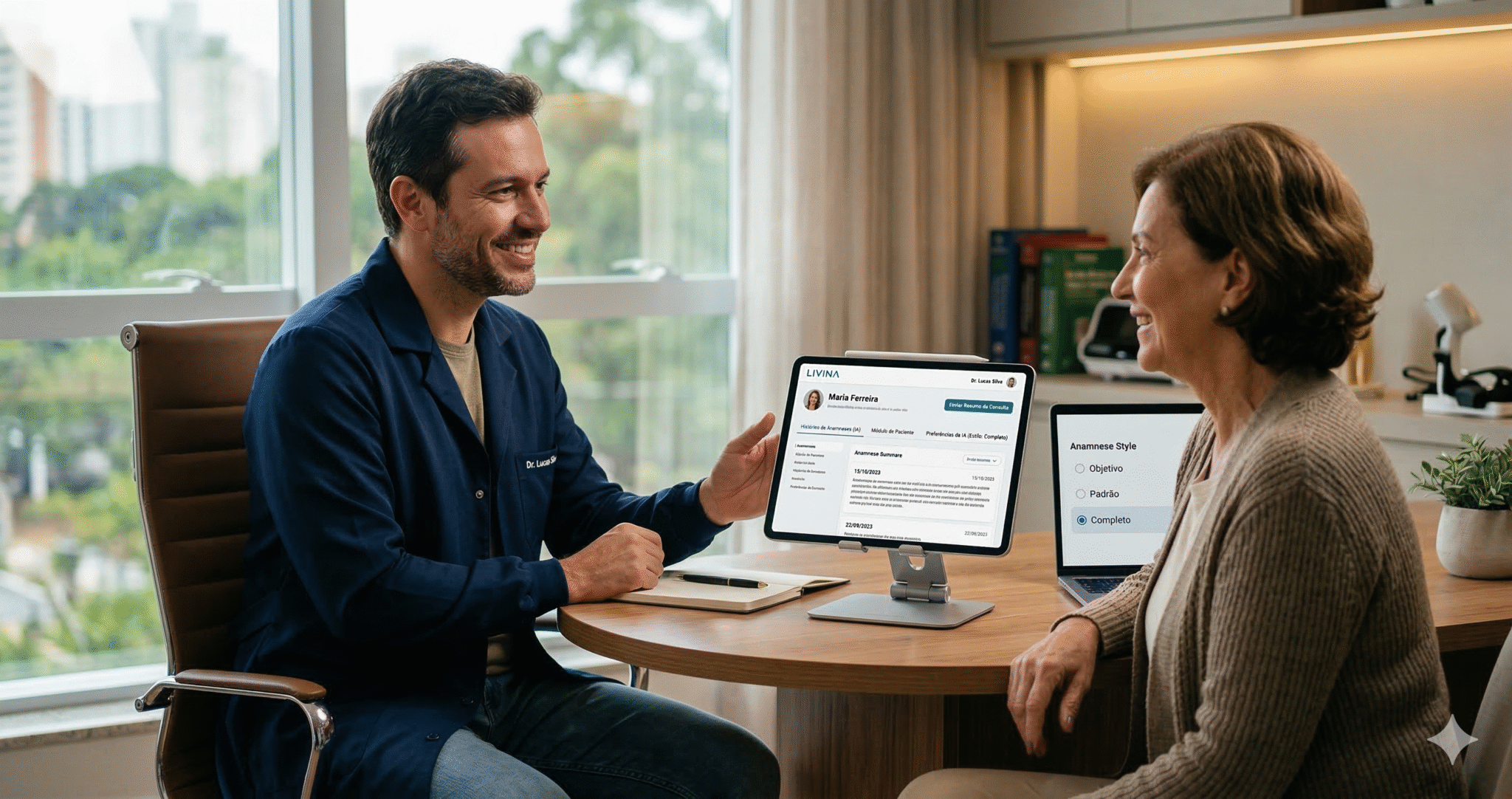 médico usando anamnese com IA
